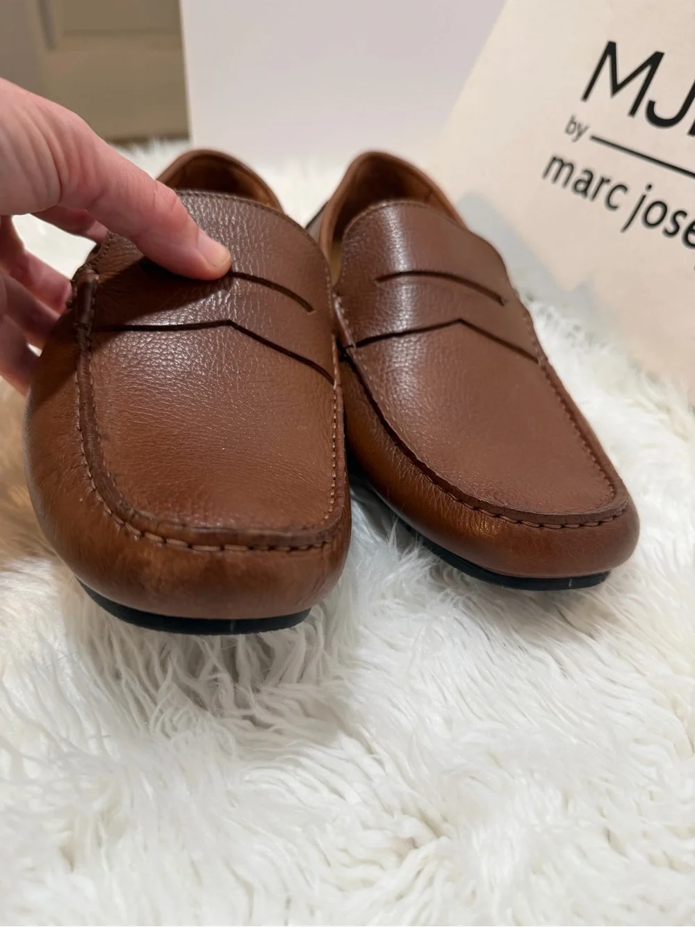 Marc Joseph Monaco Cognac Grainy 9.5 Brown leather loafers NEW